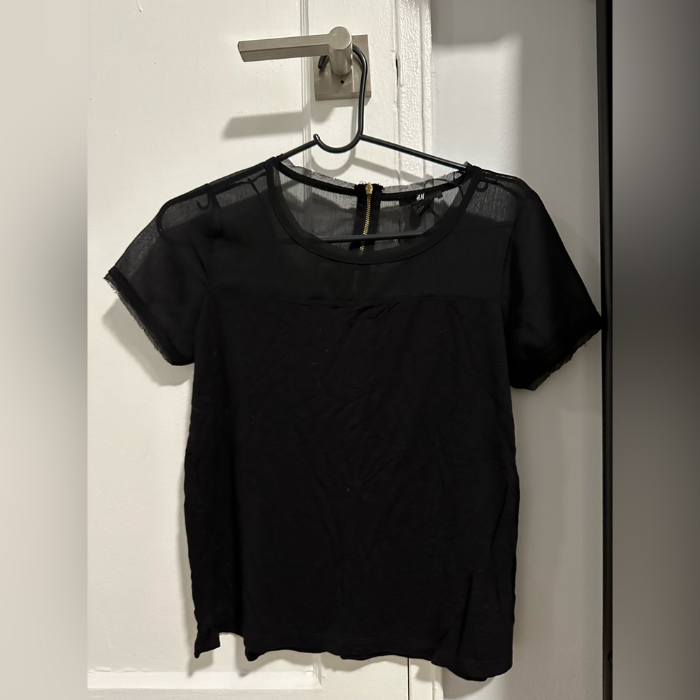 Black blouse with chiffon detail
